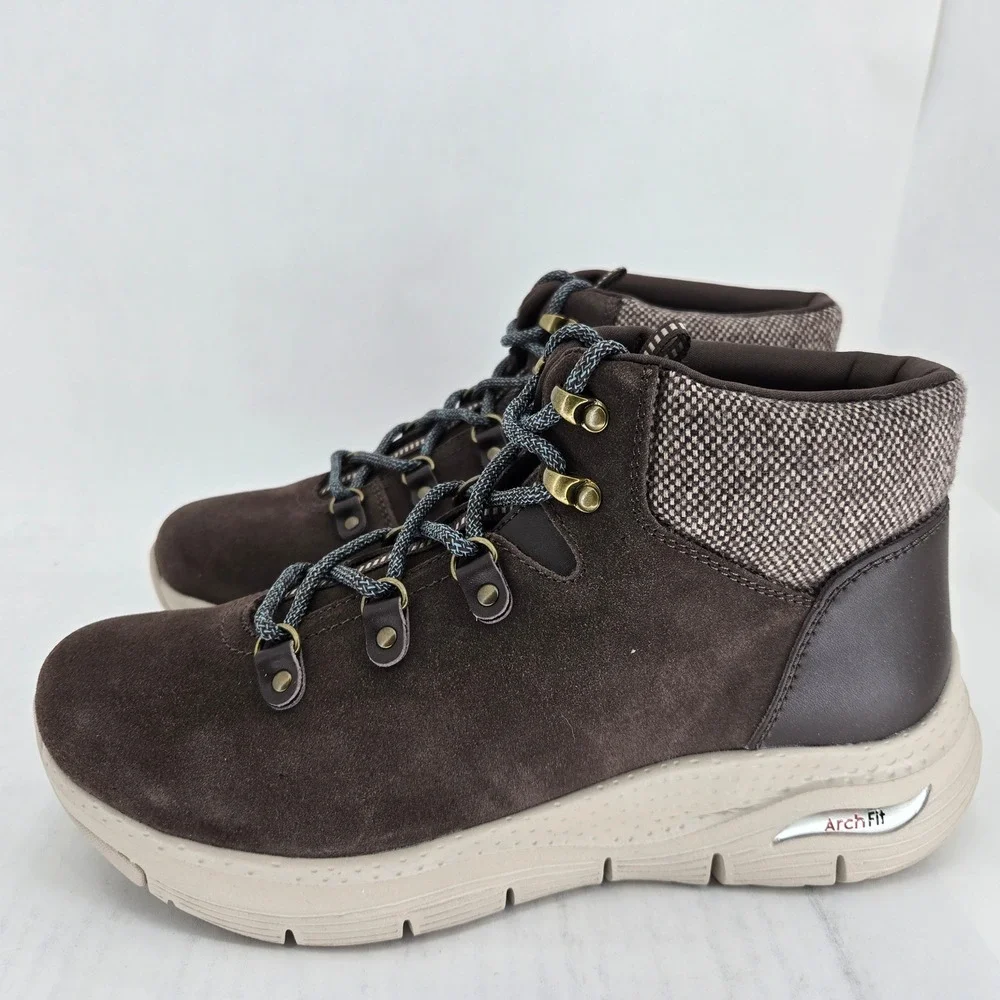 Skechers Arch Fit Extraordinary 167324 Chocolate Brown Suede‎ Boots Womens 10